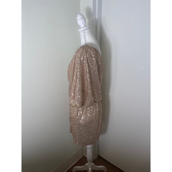 Karlie One Shoulder Gold Sequin Mini Cocktail Dress Sz L - Picture 3 of 4